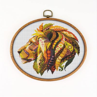Mandala Lion K570 Counted Cross Stitch Pattern. Printed Pattern Inside. No Fabric, Threads, Needles, Hoops. Embroidery Pattern
