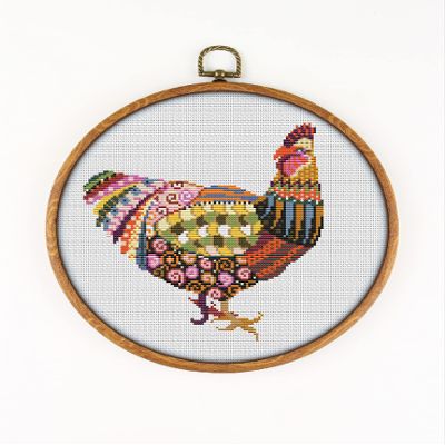 Mandala Hen K300 Counted Cross Stitch KIT#2. Threads, Needles, Fabric, Clippers, Needle Threader and Printed Pattern Inside. Embroidery Pattern Kit