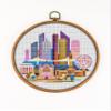 Brisbane K836 Counted Cross Stitch KIT#3. Threads, Needles, Fabric, Embroidery Hoop and Printed Color Pattern Inside. Embroidery Pattern view 1