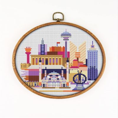 Ankara K832 Counted Cross Stitch KIT#3. Threads, Needles, Fabric, Embroidery Hoop and Printed Color Pattern Inside. Embroidery Pattern