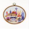 Ankara K832 Counted Cross Stitch KIT#3. Threads, Needles, Fabric, Embroidery Hoop and Printed Color Pattern Inside. Embroidery Pattern view 1