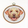 Retriever Labrador K786 Counted Cross Stitch KIT#3. Threads, Needles, Fabric, Embroidery Hoop and Printed Color Pattern Inside. Embroidery Pattern view 1
