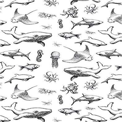 Ceramic Decals - Ocean Fish (Black, 19 x 13 inch)
