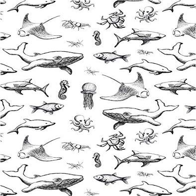 Ceramic Decals - Ocean Fish (Black, 19 x 13 inch)