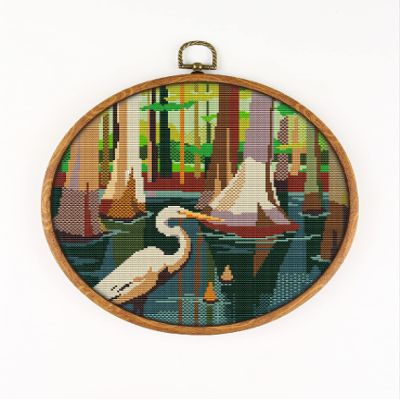 Congaree National Park K1082 Counted Cross Stitch KIT#3. Threads, Needles, Fabric, Embroidery Hoop and Printed Color Pattern Inside. Embroidery Pattern