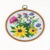 Flax Rudbeckia and Silybum Marianum Flowers K969 Counted Cross Stitch KIT#3. Threads, Needles, Fabric, Embroidery Hoop and Printed Color Pattern Inside. Embroidery Pattern view 1