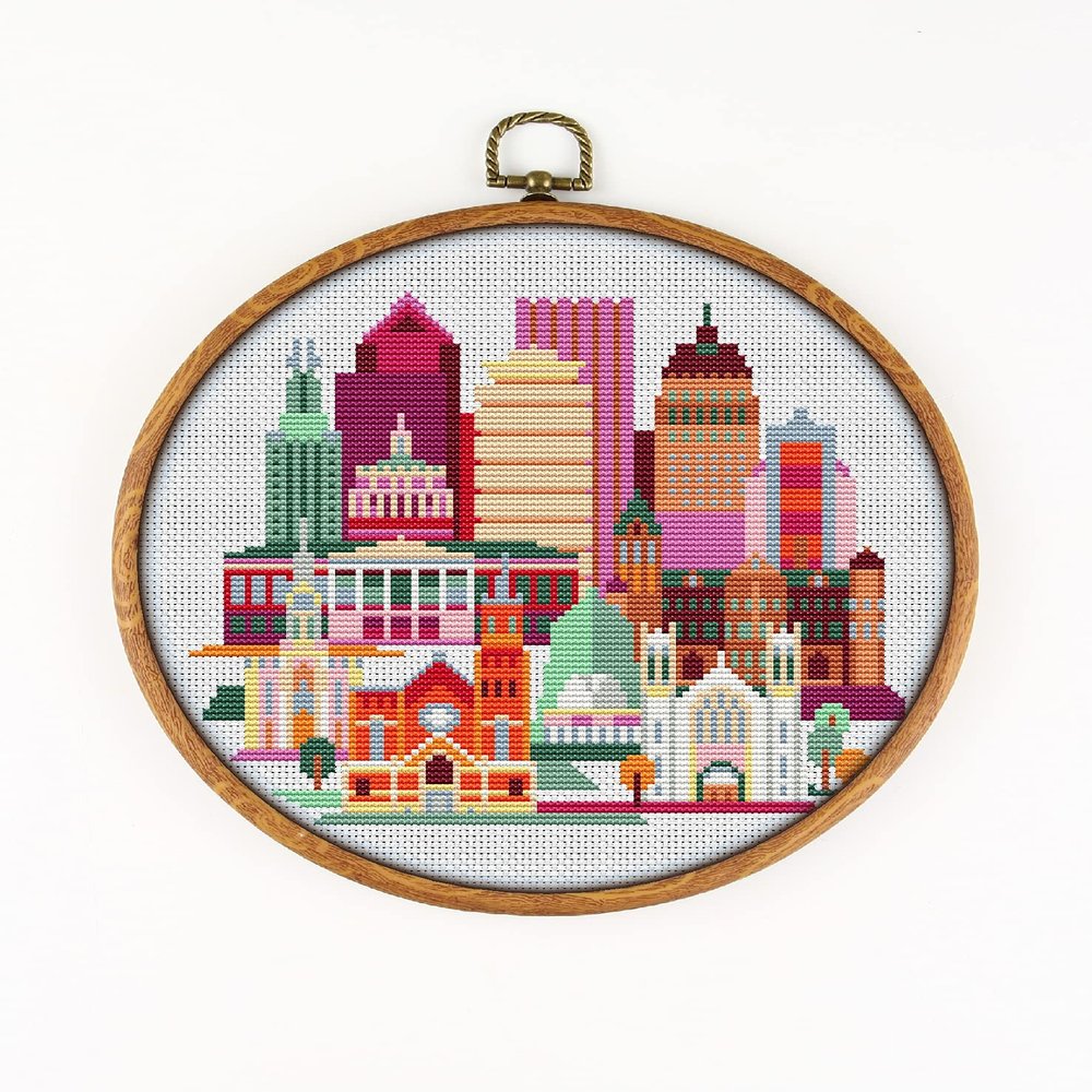Rochester K951 Counted Cross Stitch KIT#3. Threads, Needles, Fabric, Embroidery Hoop and Printed Color Pattern Inside. Embroidery Pattern