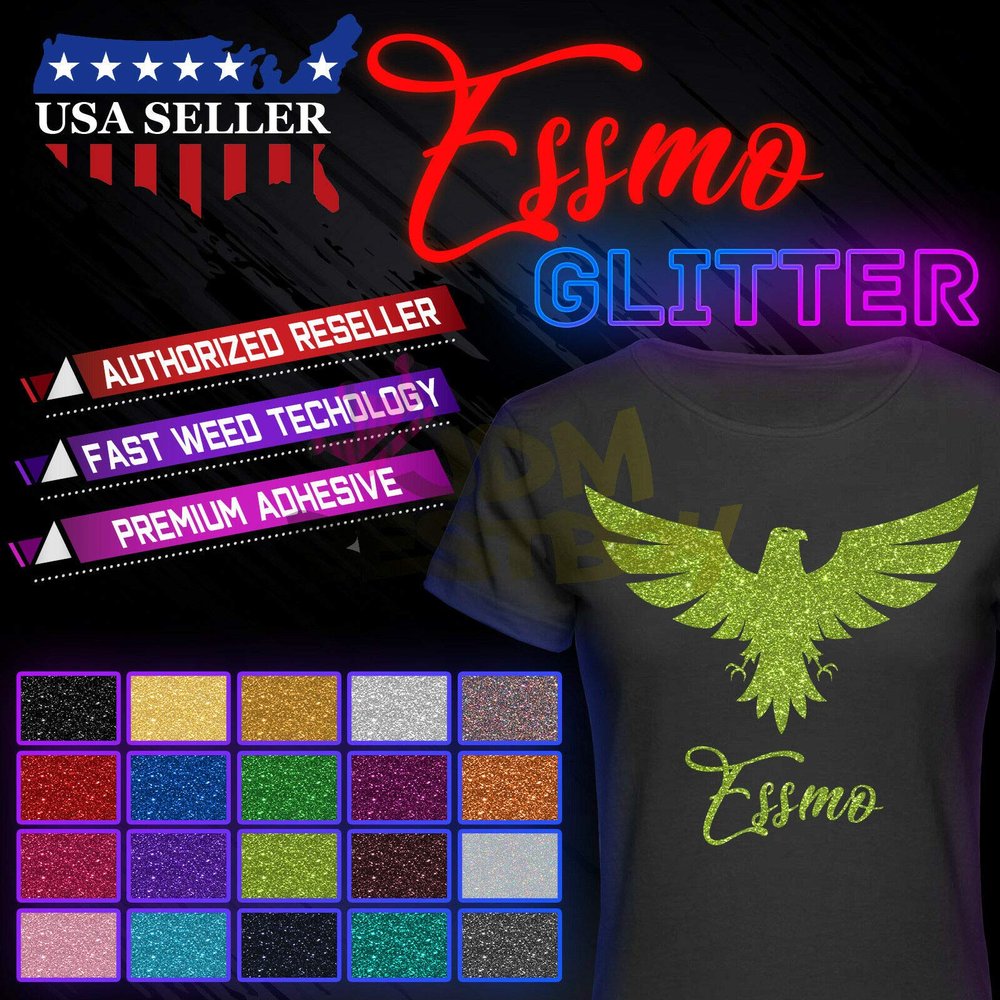 ESSMO Purple Glitter Heat Transfer Vinyl HTV Sheet T-Shirt 20" Wide Iron On Heat Press 20"x60"
