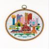 Knoxville K1199 Counted Cross Stitch KIT#3. Threads, Needles, Fabric, Embroidery Hoop and Printed Color Pattern Inside. Embroidery Pattern view 1
