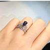 925 Sterling Silver Shiny Sapphire Bride Ring Queen Princess Crown Cubic Zirconia Anniversary Promise Rings CZ Teardrop Halo Classic Eternity Engagement Wedding Band Ring for Women (US Code 7) view 2
