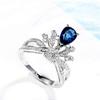 925 Sterling Silver Shiny Sapphire Bride Ring Queen Princess Crown Cubic Zirconia Anniversary Promise Rings CZ Teardrop Halo Classic Eternity Engagement Wedding Band Ring for Women (US Code 7) view 3