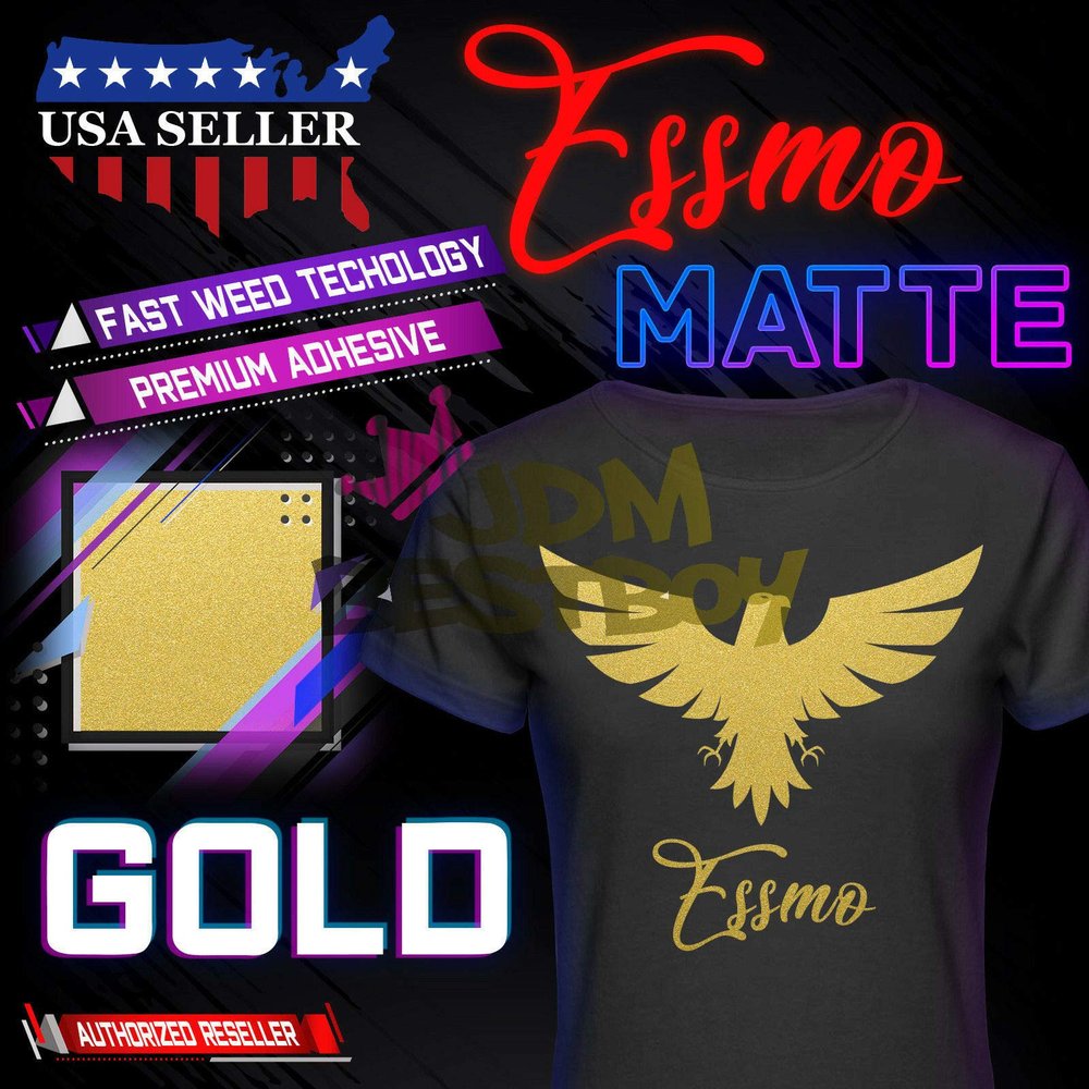 ESSMO Gold Matte Solid Heat Transfer Vinyl HTV Sheet T-Shirt 20" Wide Iron On Heat Press 20"x96"