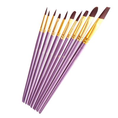 Sun Kea Paint Brushes Set 10Pcs Assorted Sizes Artist Paintbrushes for Acrylic Watercolor Oil Gouache Painting, Nylon Hair, Wood Handle