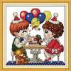 Happy Forever Cross Stitch Kits 11CT Stamped Patterns for Kids and Adults, DIY Preprinted Embroidery kit for Beginner, Pure Childhood (K835 Happy Birthday, Size 11''x11'') view 1