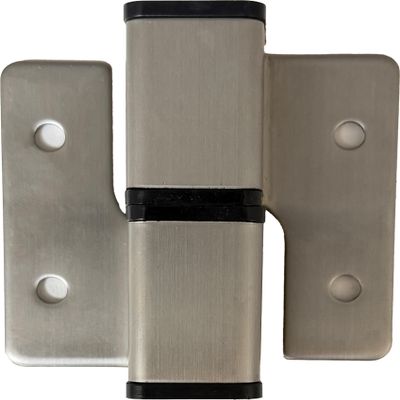 Harris Hardware TP8410-B Stainless Steel Surface Mounted Gravity Activated Self Closing Hinge for Toilet Partion Door #4 Satin Finish, 1 Pair Left in, Right Out