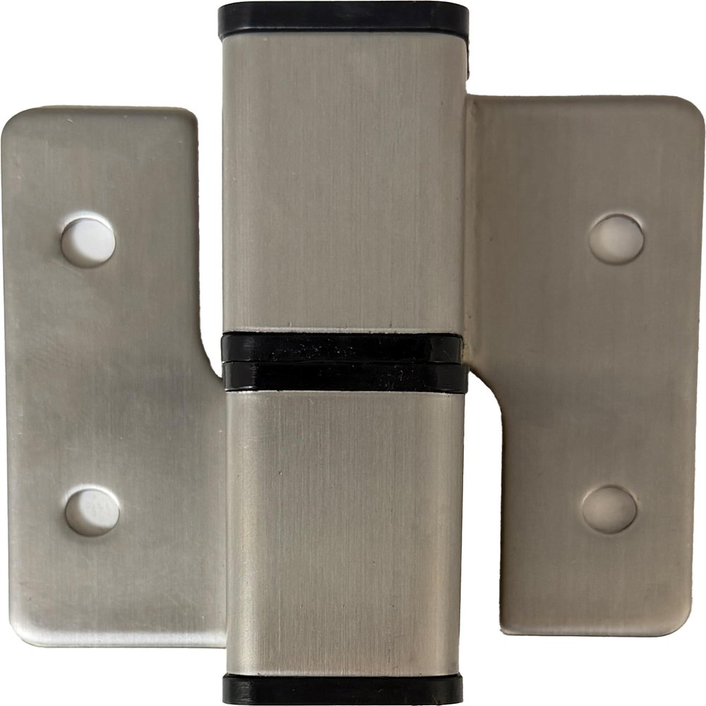 Harris Hardware TP8410-B Stainless Steel Surface Mounted Gravity Activated Self Closing Hinge for Toilet Partion Door #4 Satin Finish, 1 Pair Left in, Right Out