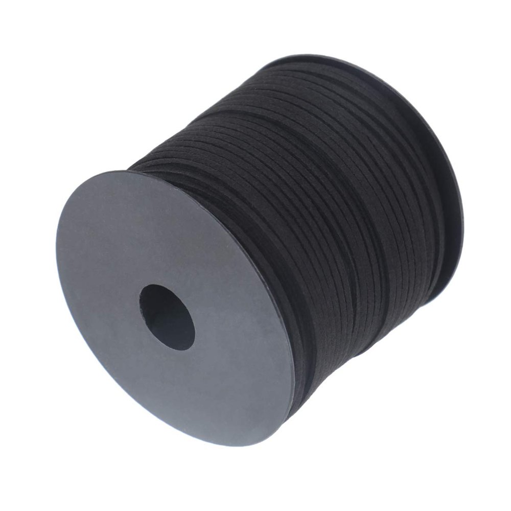 EXCEART 1roll Double-Sided Microfiber Plush Leather Cord for Jewelry Making Black Strip for Bracelets Necklaces and Craft Projects