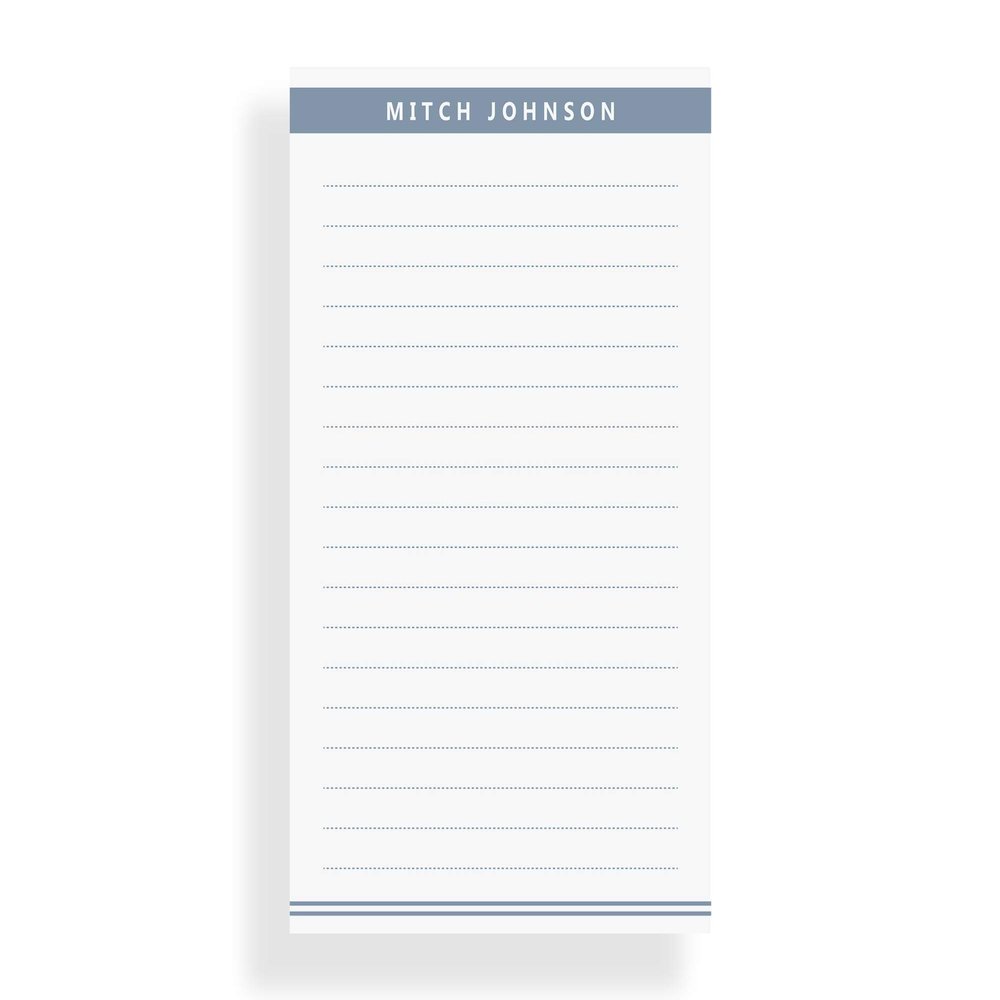 Personalized Notepads for Men, Dusty Blue Modern Letter Writing Paper, Lined or Unlined, Available in 3 Sizes (Small, Medium or Large)