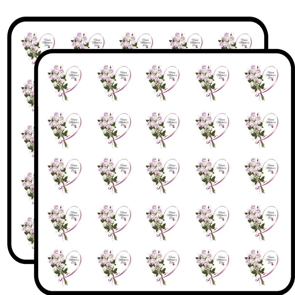 50 PCs Pretty Happy Mothers Day Pink White Rose Bouquet Icon 1" Stickers Decals Laptop Notebook Phone Waterproof Vinyl Trendy