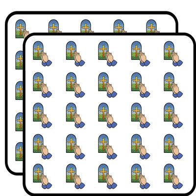 50 PCs Simple Religious Praying Hands and Glass Window Mosaic 1" Stickers Decals Laptop Notebook Phone Waterproof Vinyl Trendy
