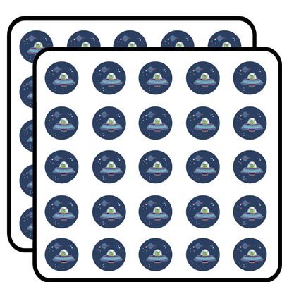 50 PCs Cool Simple Alien Spaceship Outerspace Icon 1" Stickers Decals Laptop Notebook Phone Waterproof Vinyl Trendy