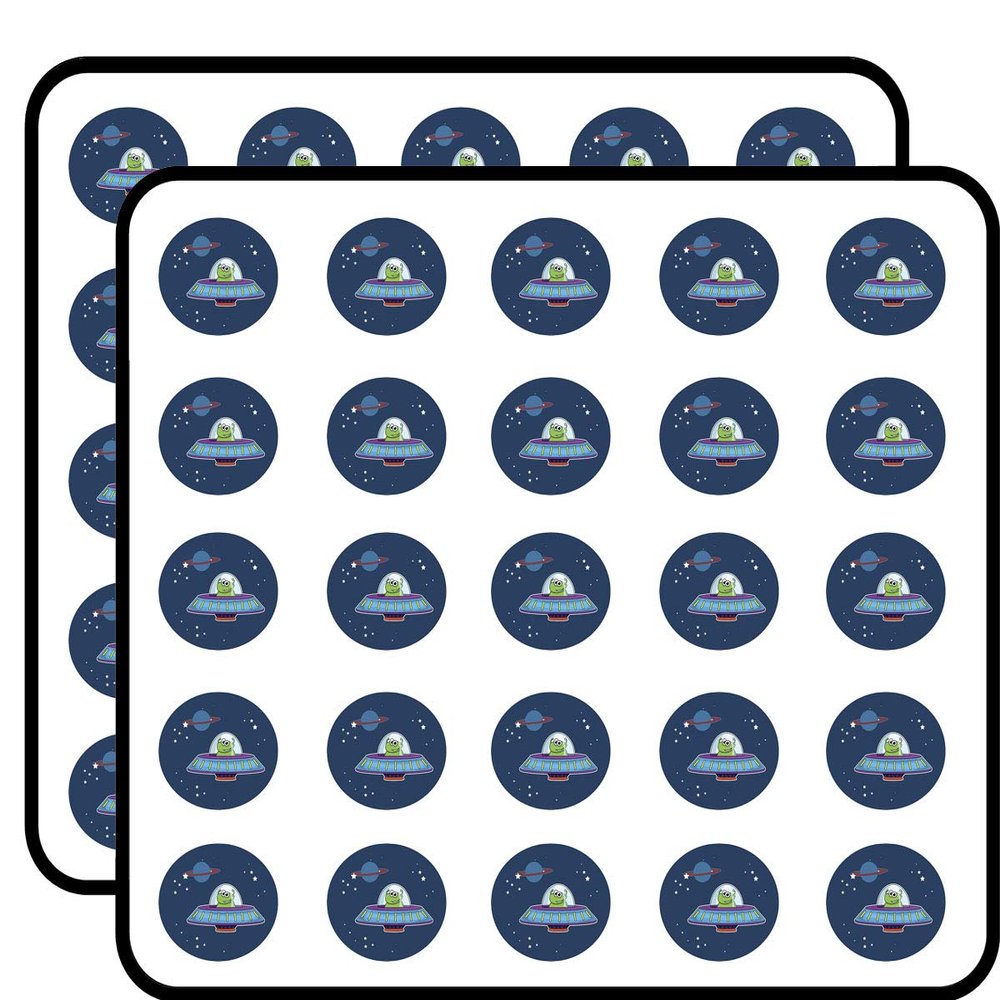 50 PCs Cool Simple Alien Spaceship Outerspace Icon 1" Stickers Decals Laptop Notebook Phone Waterproof Vinyl Trendy