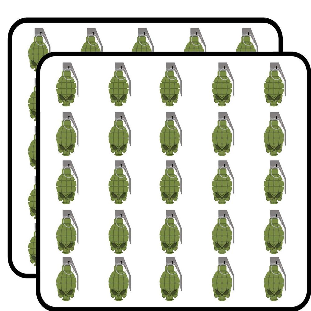 50 PCs Cool Green Grenade with Skull Shape 1" Stickers Decals Laptop Notebook Phone Waterproof Vinyl Trendy