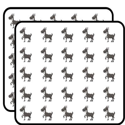 50 PCs Happy Smiling Gray Goat 1" Stickers Decals Laptop Notebook Phone Waterproof Vinyl Trendy