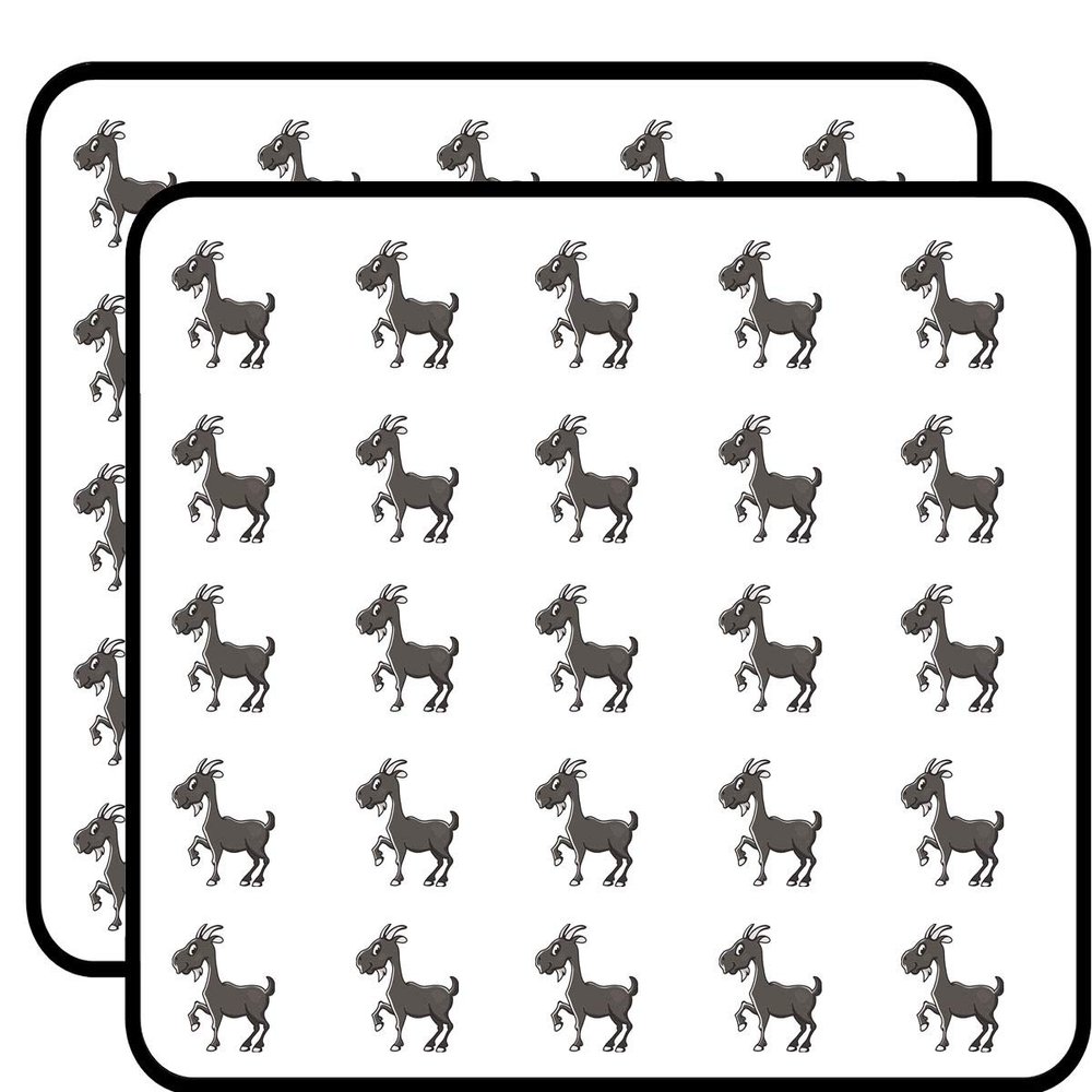 50 PCs Happy Smiling Gray Goat 1" Stickers Decals Laptop Notebook Phone Waterproof Vinyl Trendy