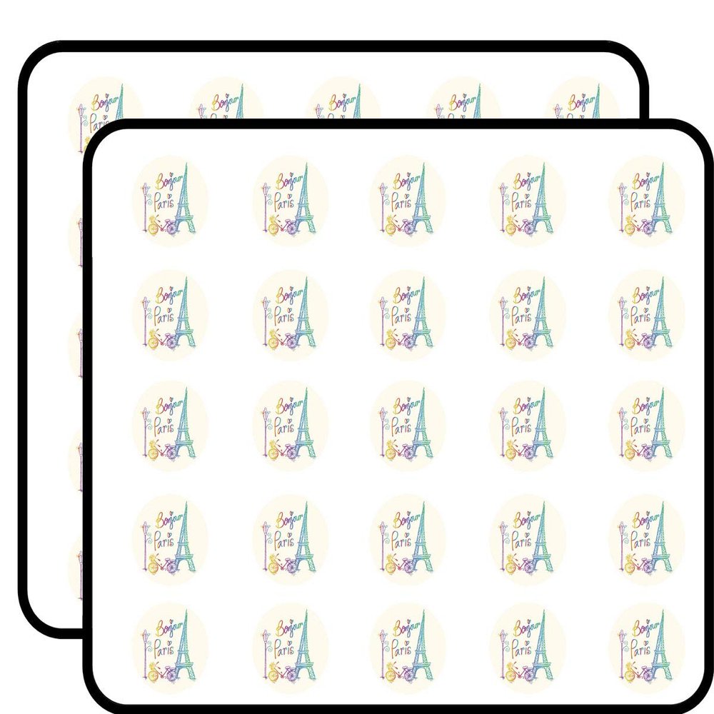 50 PCs Pretty Rainbow Ombre Bonjour Paris Icon 1" Stickers Decals Laptop Notebook Phone Waterproof Vinyl Trendy