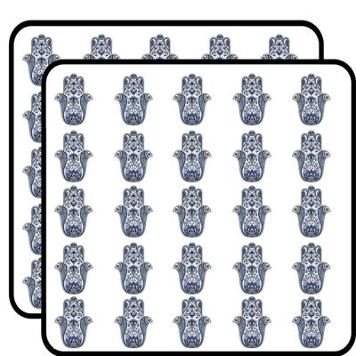 50 PCs Pretty Paisley Mandala Flower Hamsa Hand - Light Blue 1" Stickers Decals Laptop Notebook Phone Waterproof Vinyl Trendy