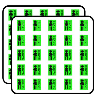 50 PCs Video Games Gamer with Headphones and Controller Green Black 1" Stickers Decals Laptop Notebook Phone Waterproof Vinyl Trendy