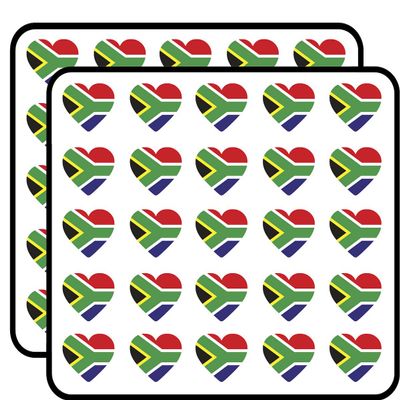 50 PCs Heart Shaped Country Flag 1" Stickers Decals Laptop Notebook Phone Waterproof Vinyl Trendy