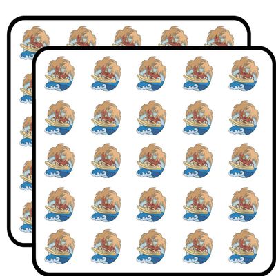 50 PCs Crab Surfing on a Flip Flop Slipper 1" Stickers Decals Laptop Notebook Phone Waterproof Vinyl Trendy