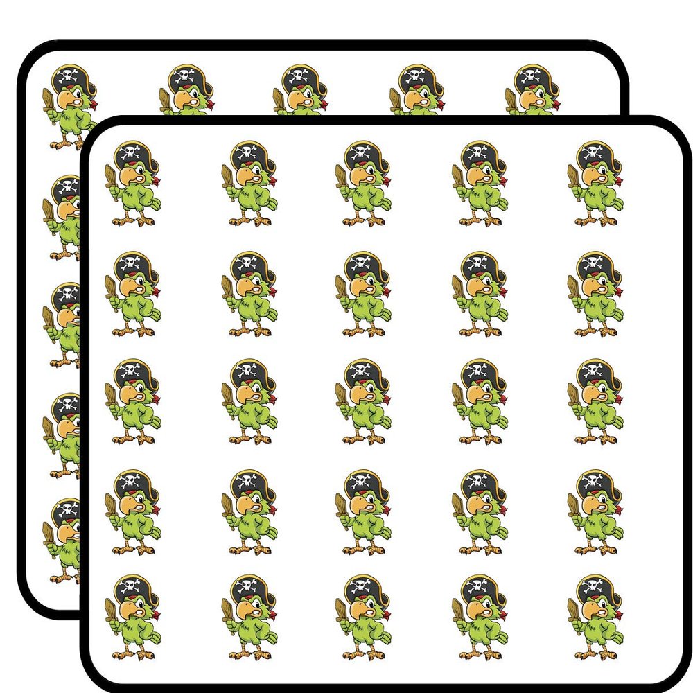 50 PCs Cool Vintage Retro Pirate - Parrot 1" Stickers Decals Laptop Notebook Phone Waterproof Vinyl Trendy