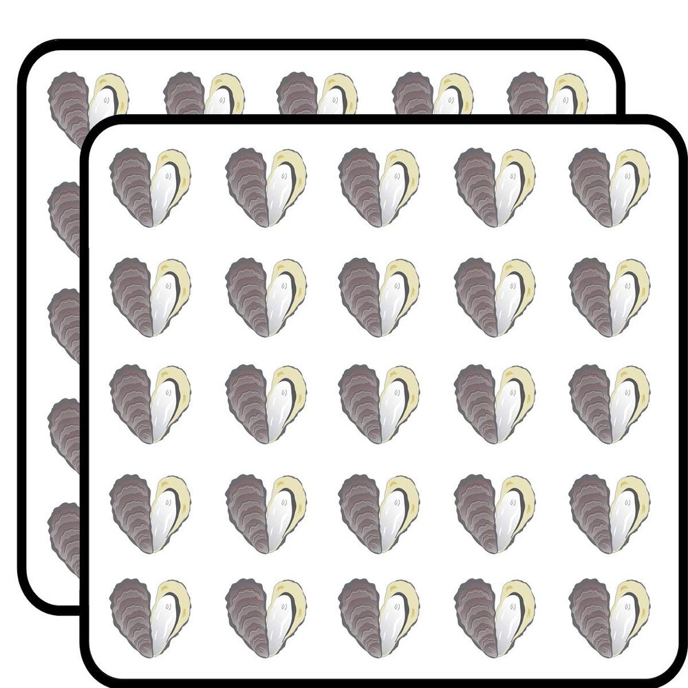 50 PCs Cute Gray Oyster Heart Icon 1" Stickers Decals Laptop Notebook Phone Waterproof Vinyl Trendy