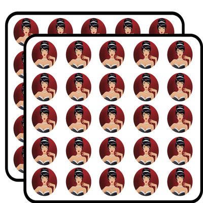 50 PCs Cool Pretty Retro Vintage Elegant Formal Woman Icon 1" Stickers Decals Laptop Notebook Phone Waterproof Vinyl Trendy