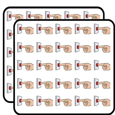 50 PCs Simple Finger Poking Red Button 1" Stickers Decals Laptop Notebook Phone Waterproof Vinyl Trendy