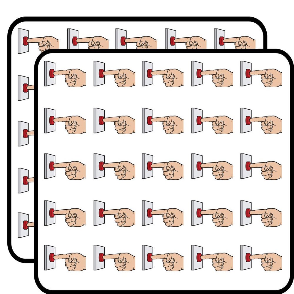 50 PCs Simple Finger Poking Red Button 1" Stickers Decals Laptop Notebook Phone Waterproof Vinyl Trendy