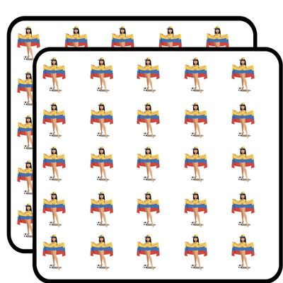 50 PCs Pretty Happy Soccer Cheerleader Girl with Flag - Colombia 1" Stickers Decals Laptop Notebook Phone Waterproof Vinyl Trendy