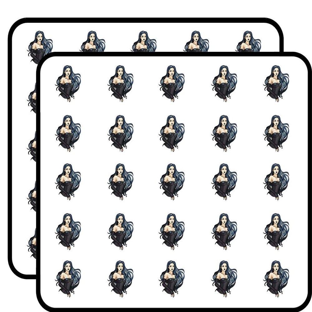 50 PCs Sexy Gothic Punk Girl with Blue Hair 1" Stickers Decals Laptop Notebook Phone Waterproof Vinyl Trendy