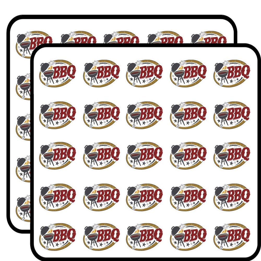 50 PCs Cool Simple BBQ Barbecue Grill Icon 1" Stickers Decals Laptop Notebook Phone Waterproof Vinyl Trendy