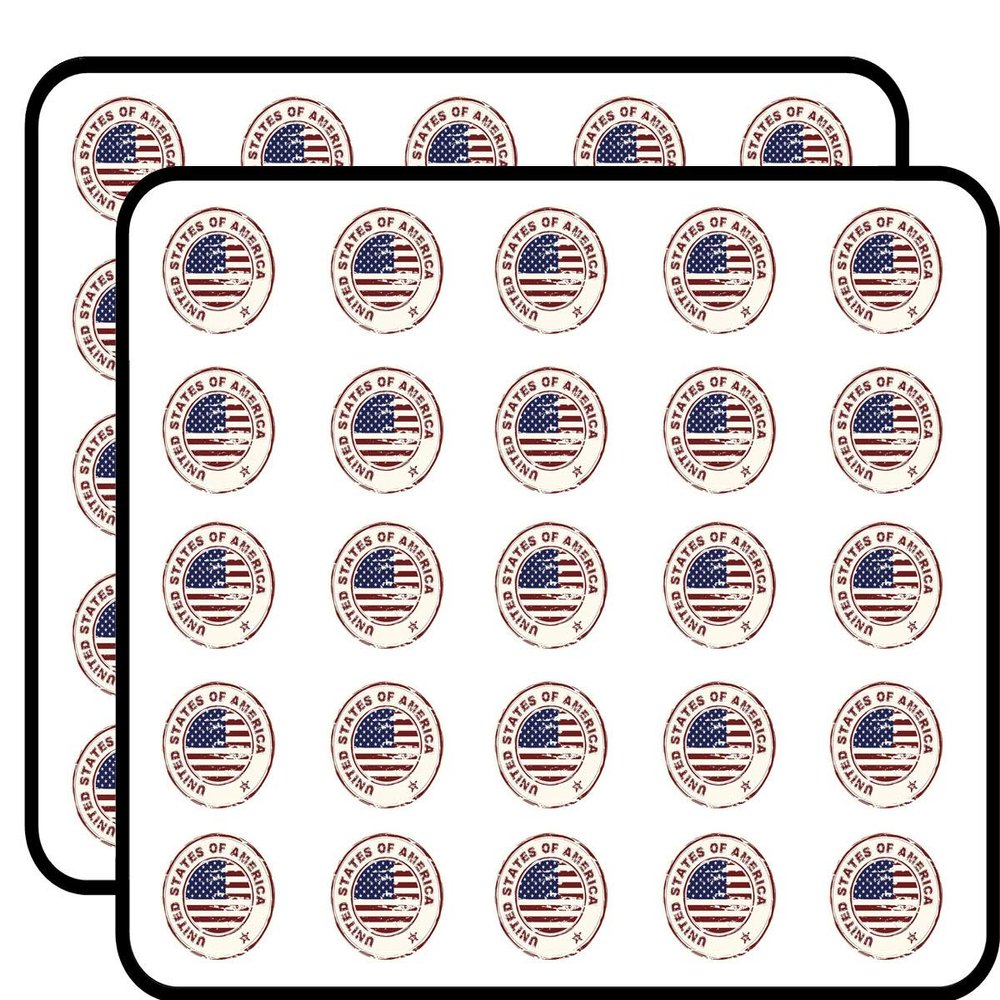 50 PCs USA Vintage American Flag Icon 1" Stickers Decals Laptop Notebook Phone Waterproof Vinyl Trendy