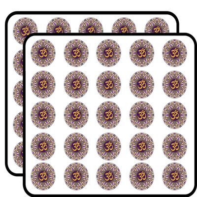 50 PCs Colorful Om Ohm Diwali Mandala Flower Icon 1" Stickers Decals Laptop Notebook Phone Waterproof Vinyl Trendy
