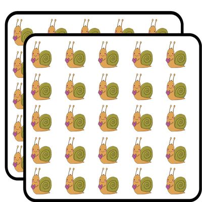 50 PCs Cute Happy Valentine Snail with Heart Icon 1" Stickers Decals Laptop Notebook Phone Waterproof Vinyl Trendy