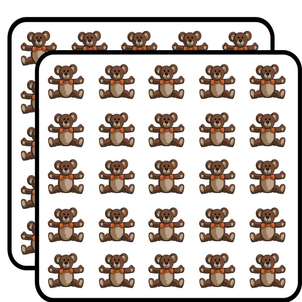 50 PCs Happy Simple Classic Brown Teddy Bear 1" Stickers Decals Laptop Notebook Phone Waterproof Vinyl Trendy