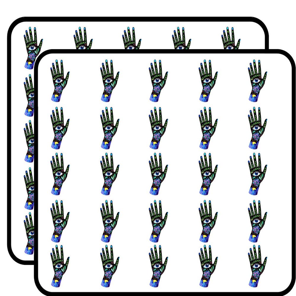 50 PCs Pretty Bohemian Hipster Painted Hands 1" Stickers Decals Laptop Notebook Phone Waterproof Vinyl Trendy