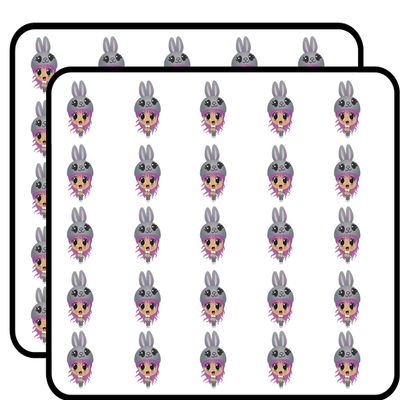 50 PCs Cute Kawaii Anime Purple Hair Girl with Bunny Hat 1" Stickers Decals Laptop Notebook Phone Waterproof Vinyl Trendy