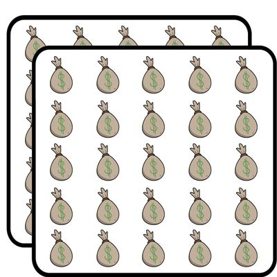 50 PCs Simple Traditional Bag Sack of Cash Money 1" Stickers Decals Laptop Notebook Phone Waterproof Vinyl Trendy