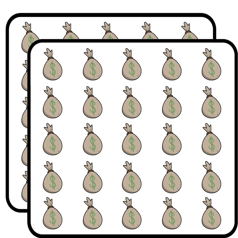 50 PCs Simple Traditional Bag Sack of Cash Money 1" Stickers Decals Laptop Notebook Phone Waterproof Vinyl Trendy